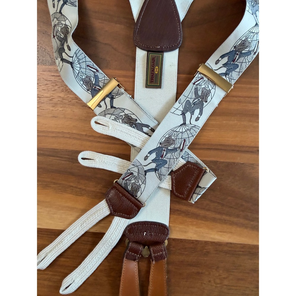 Trafalgar Suspenders Special Edition Wolf On Top Of Globe Hot Dog Quirky